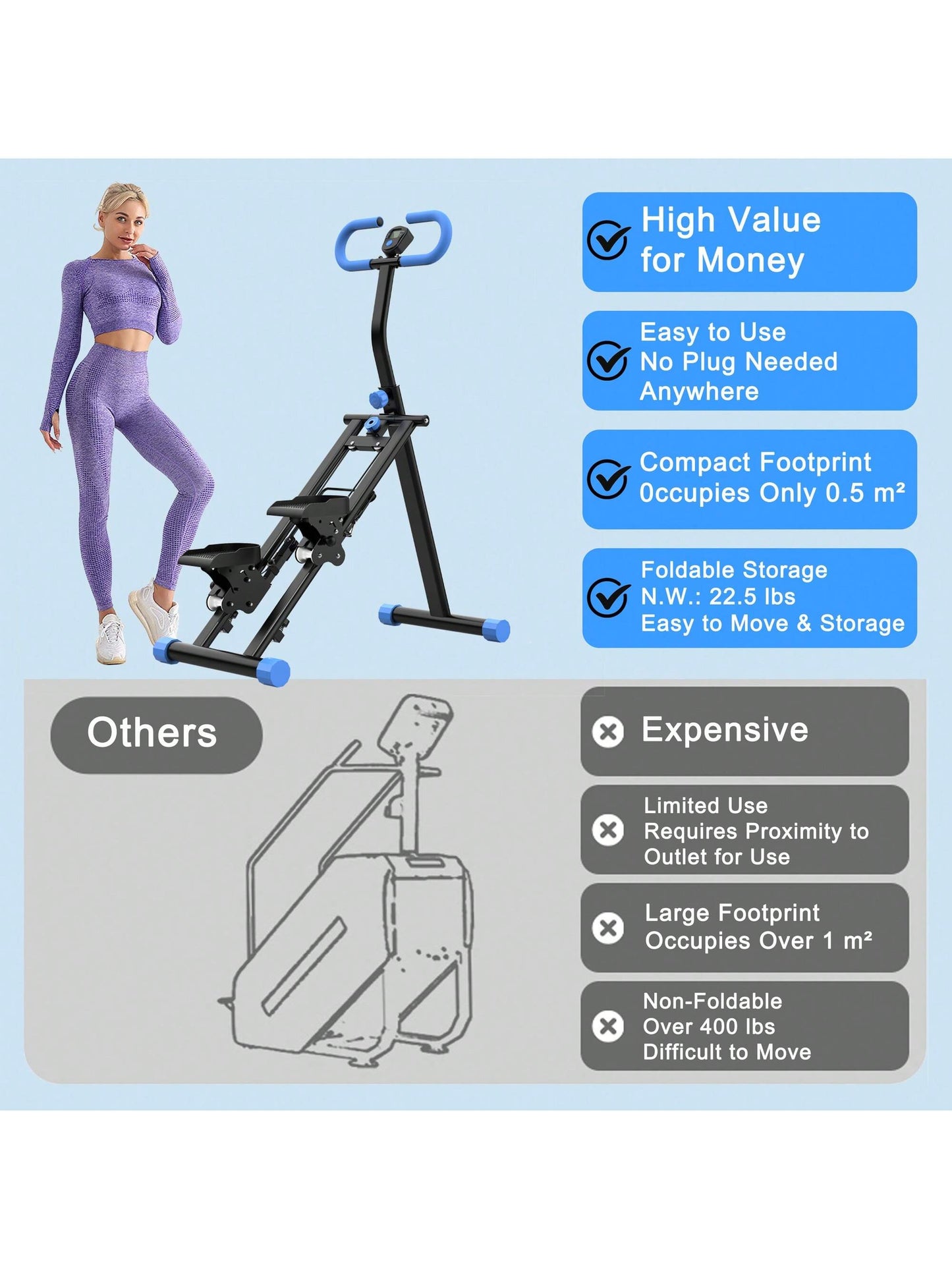 Stair Stepper for Home-Upgrade Vertical Climber Workout Machine for Full-Body Exercise Climber Fitness Equipment with Stable Frame Adjustable Handlebar-Pink