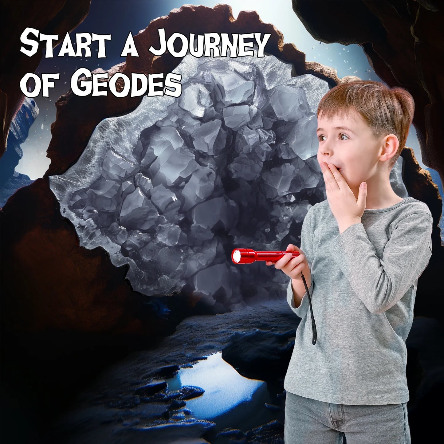 Geodes Kit, Break Open 10 Geodes, STEM Educational Geology Toys Science Kit ,Gift for Child Age 6+