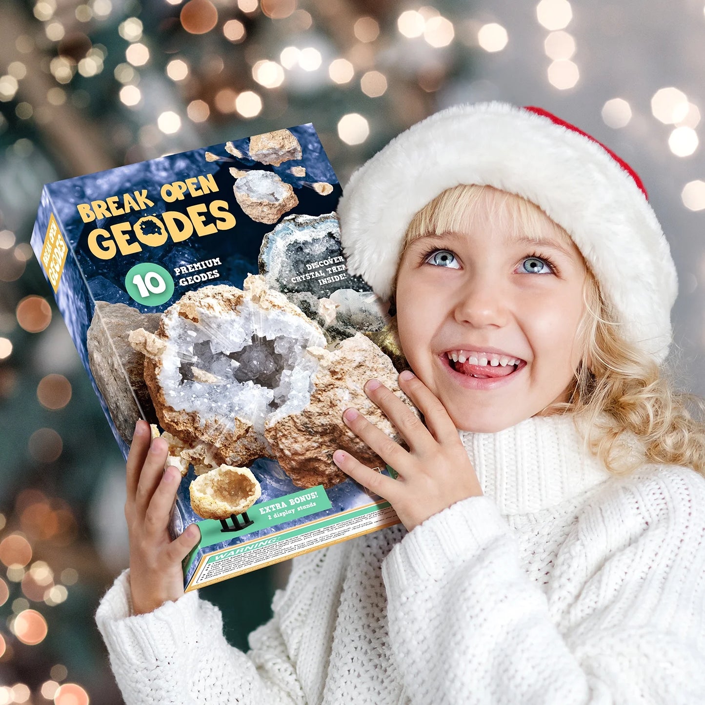 Geodes Kit, Break Open 10 Geodes, STEM Educational Geology Toys Science Kit ,Gift for Child Age 6+