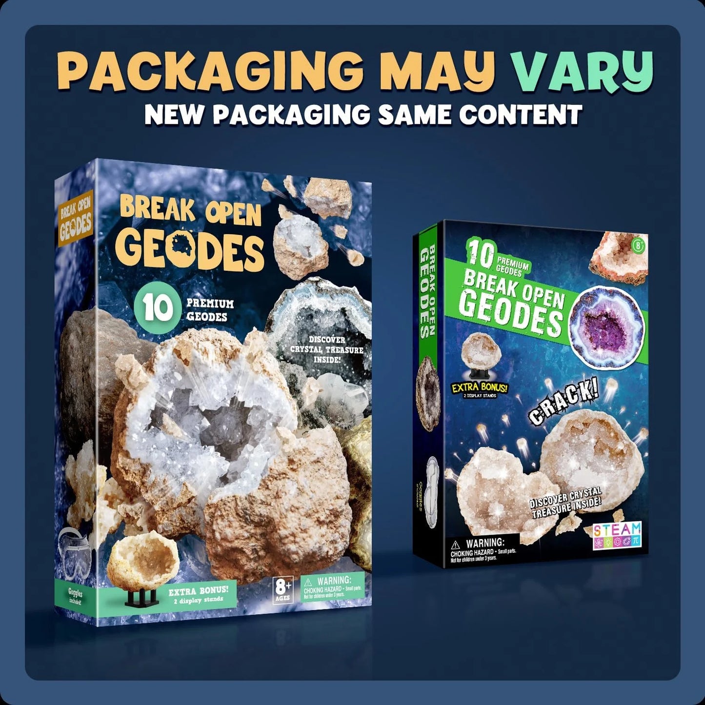 Geodes Kit, Break Open 10 Geodes, STEM Educational Geology Toys Science Kit ,Gift for Child Age 6+