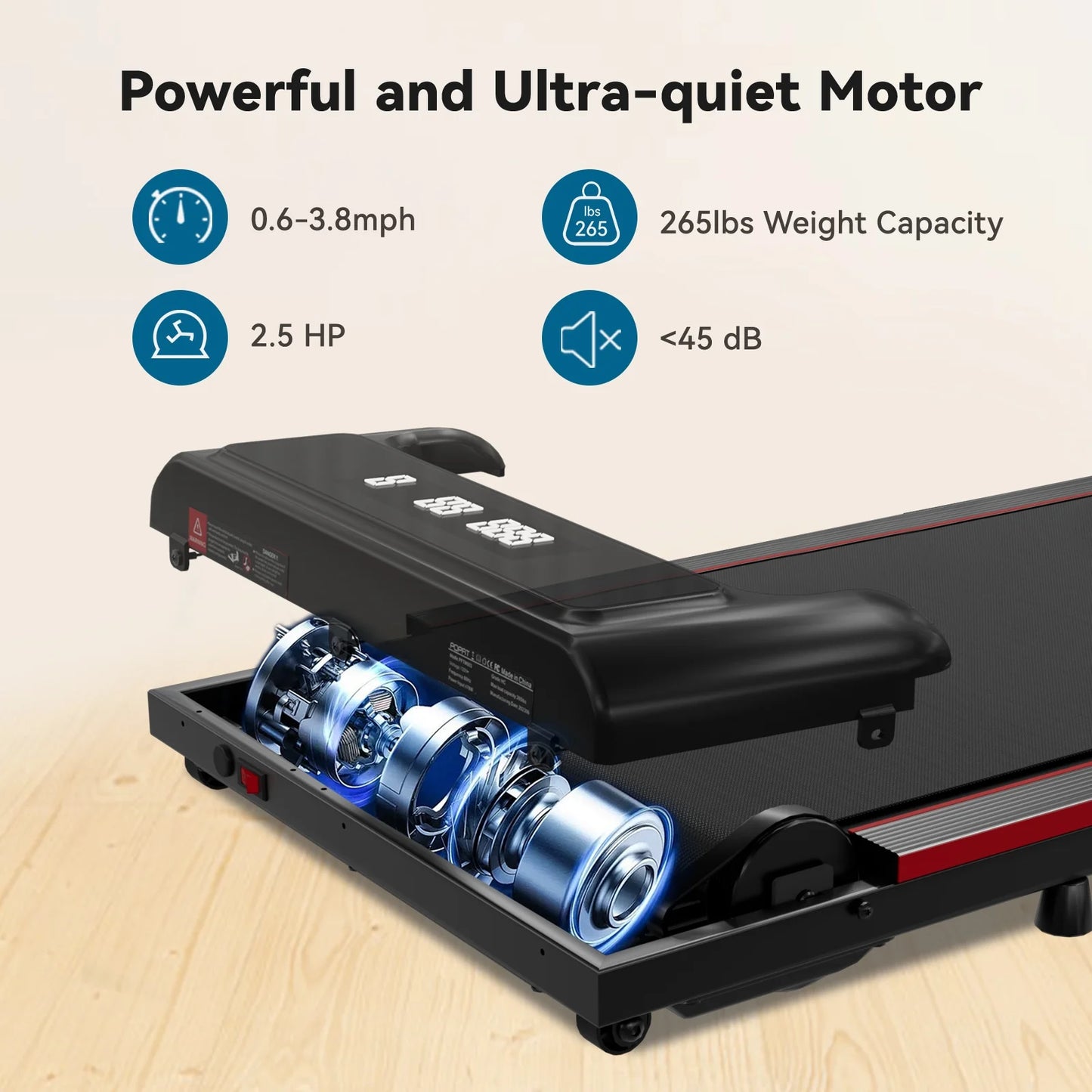2.5HP Walking Pad, 300Lb under Desk Treadmill for Workouts, 40*16 Walking Area, 2-In-1 Portable Electric Treadmill with Remote Control & LED Display for Home Office