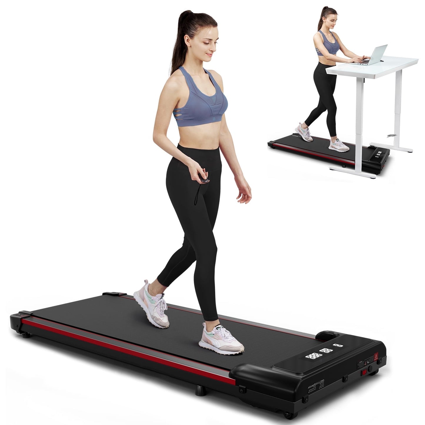 2.5HP Walking Pad, 300Lb under Desk Treadmill for Workouts, 40*16 Walking Area, 2-In-1 Portable Electric Treadmill with Remote Control & LED Display for Home Office