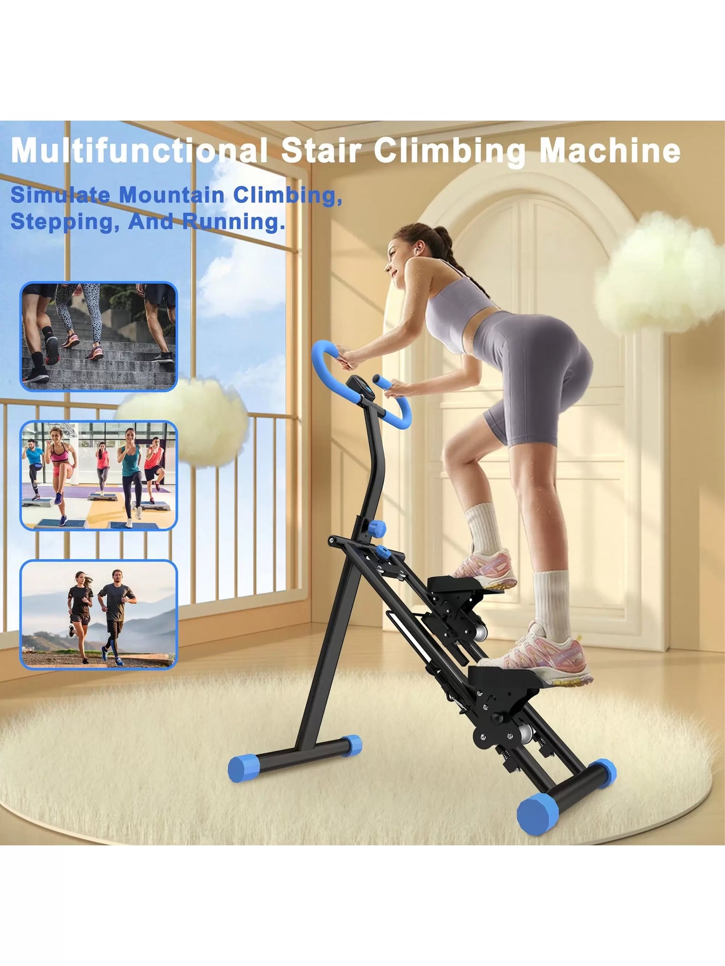 Stair Stepper for Home-Upgrade Vertical Climber Workout Machine for Full-Body Exercise Climber Fitness Equipment with Stable Frame Adjustable Handlebar-Pink