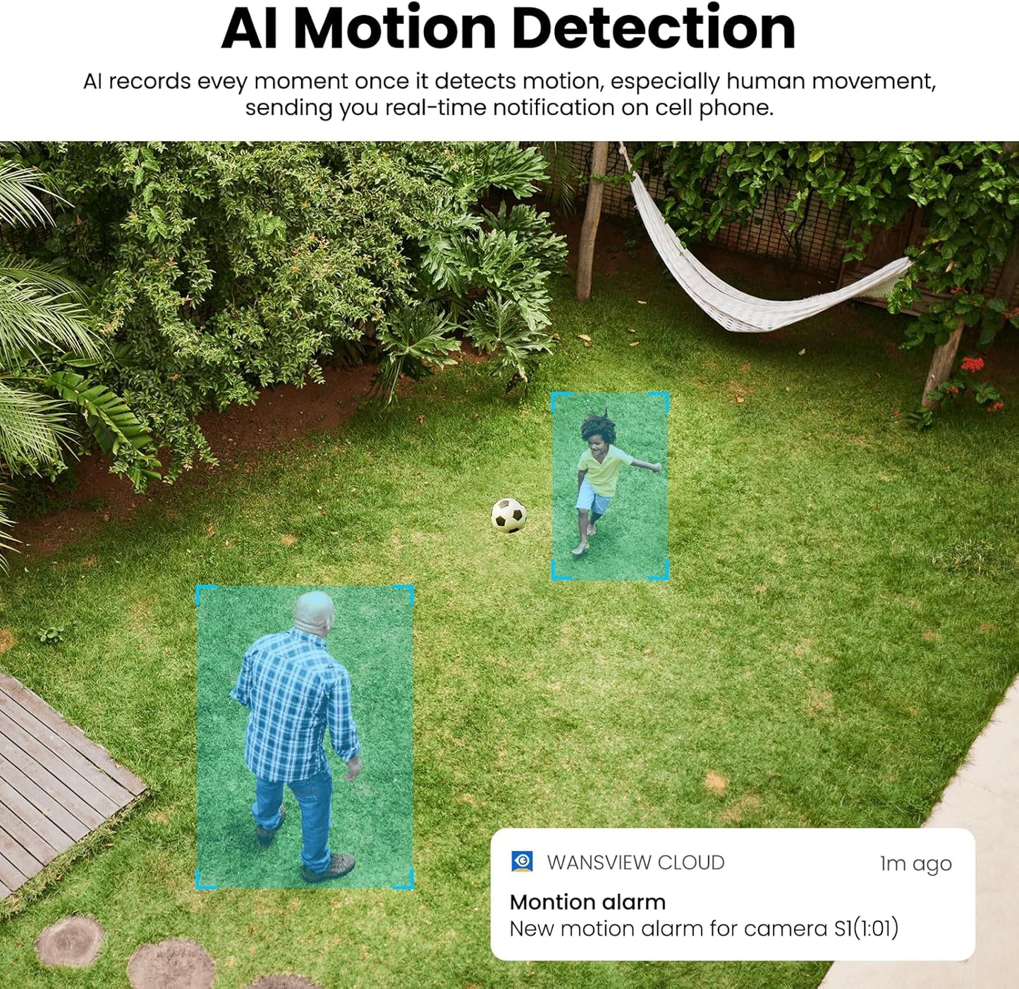 Security Cameras Wireless Outdoor-2.4Ghz WiFi Home Security Cameras with built-in Solar Panel, 2K Color Night Vision, Cloud Storage (optional), PIR Detection, Waterproof, Works with Alexa, S1 2P