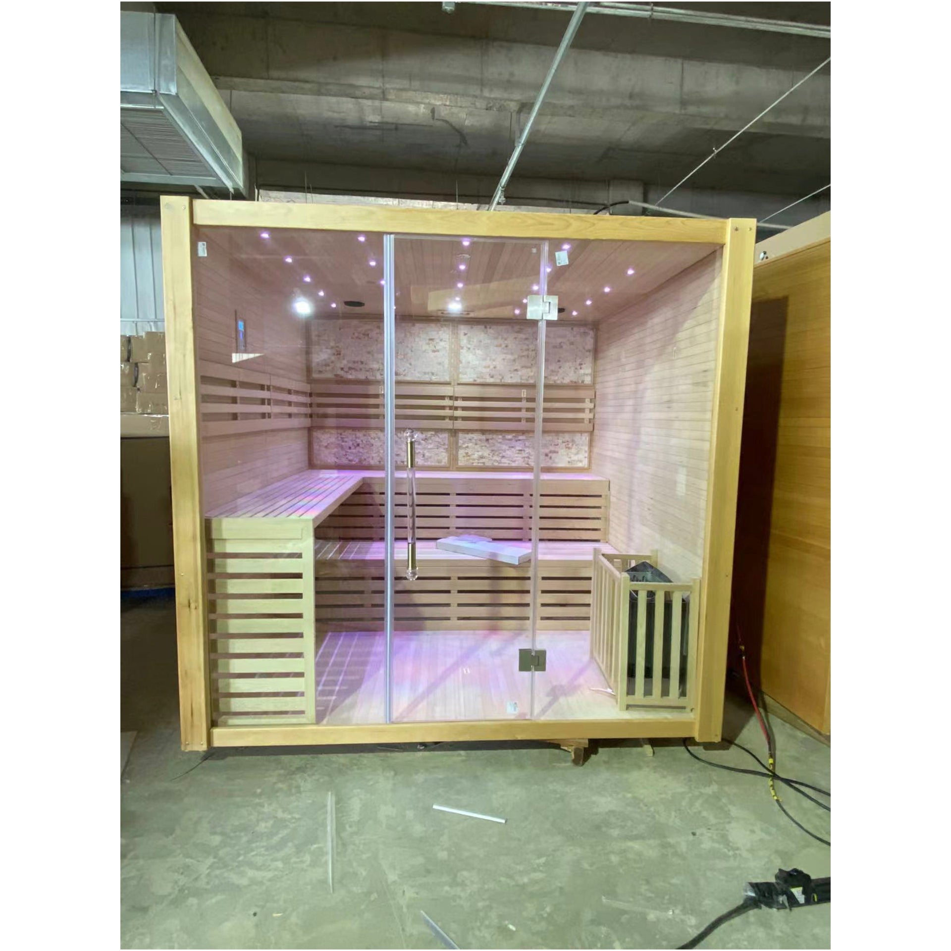 ® Hemlock / Red Cedar Indoor Therapy Wood Steam Sauna Rooms Glass 09