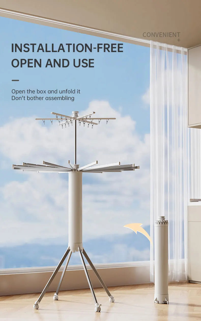 Folding floor-standing aluminum clothes dryer