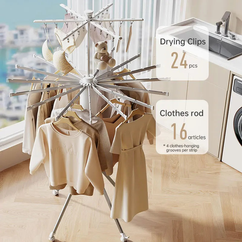 Folding floor-standing aluminum clothes dryer