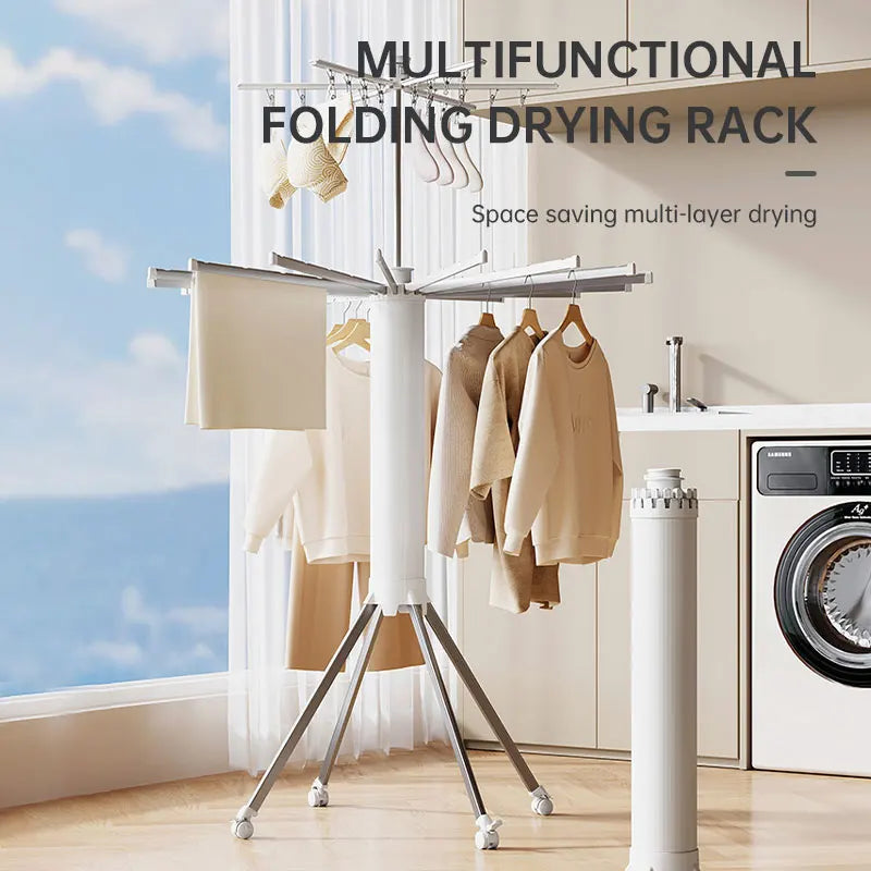 Folding floor-standing aluminum clothes dryer