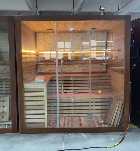 ® Hemlock / Red Cedar Indoor Therapy Wood Steam Sauna Rooms Glass 09